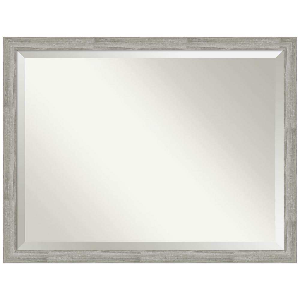 Rustic Greywash Woodgrain Rectangular Bathroom Vanity Mirror