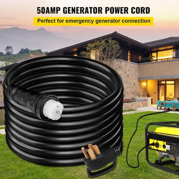 15 ft. STW 6/3 + 8/1 50 Amp 125/250V NEMA 14-50P to SS2-50R Generator Extension Cord