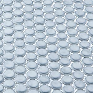 Honoro Bulbi Owl Gray Glossy 12-1/8 in. x 11-15/16 in. Penny Round Smooth Glass Mosaic Wall Tile (10 sq. ft./Case)