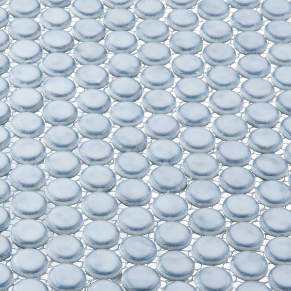 Honoro Bulbi Owl Gray Glossy 12-1/8 in. x 11-15/16 in. Penny Round Smooth Glass Mosaic Wall Tile (10 sq. ft./Case)