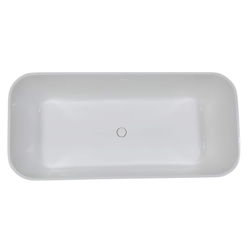 70'' Black and White Matte Resin Freestanding Soaking Bathtub