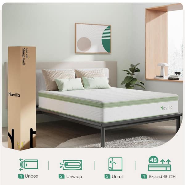 Novilla Queen Medium Firm 12 in. Hybrid Mattress with Gel Memory
