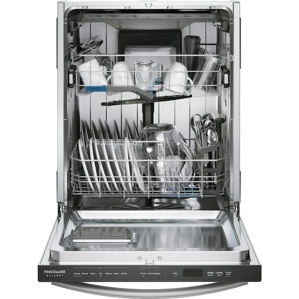 Frigidaire - Gallery 24 in Top Control Built In Tall Tub Dishwasher in Stainless Steel with 7 Cycles and CleanBoost