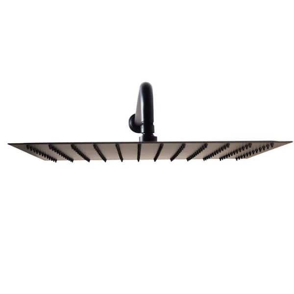 1-Spray Pattern with 1.8 GPM 8 in. Wall Mount Rain Fixed Shower Head in Matte Black with Filter