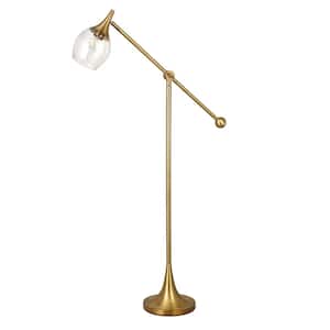 59 in. Gold 1 1-Way (On/Off) Standard Floor Lamp for Living Room with Glass Empire Shade