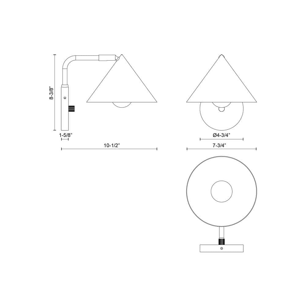 White Steel Dimmable Vanity Sconce with Triangular Shade