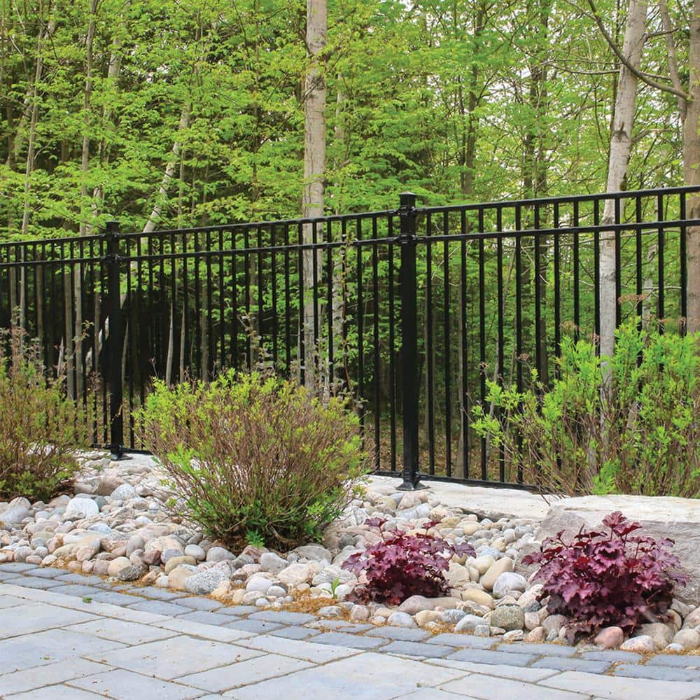 Nuvo Iron 5-ft x 6-ft Textured Black Galvanized Steel Fence Panel