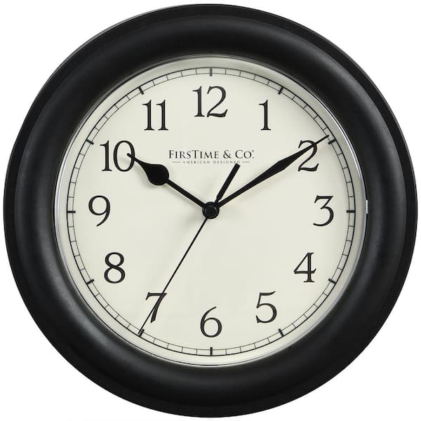 FirsTime & Co. 8.5 in. Black Round Essential Wall Clock