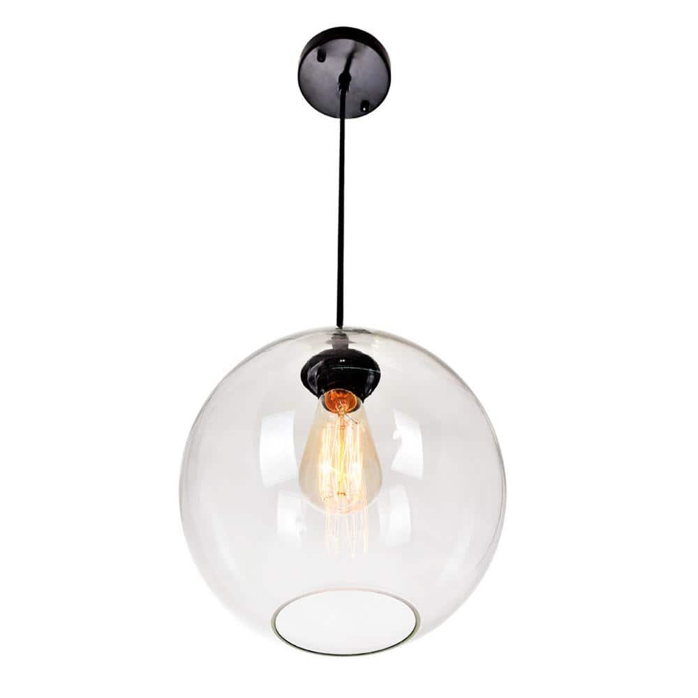 Black and Clear Glass Globe Mini Pendant Light
