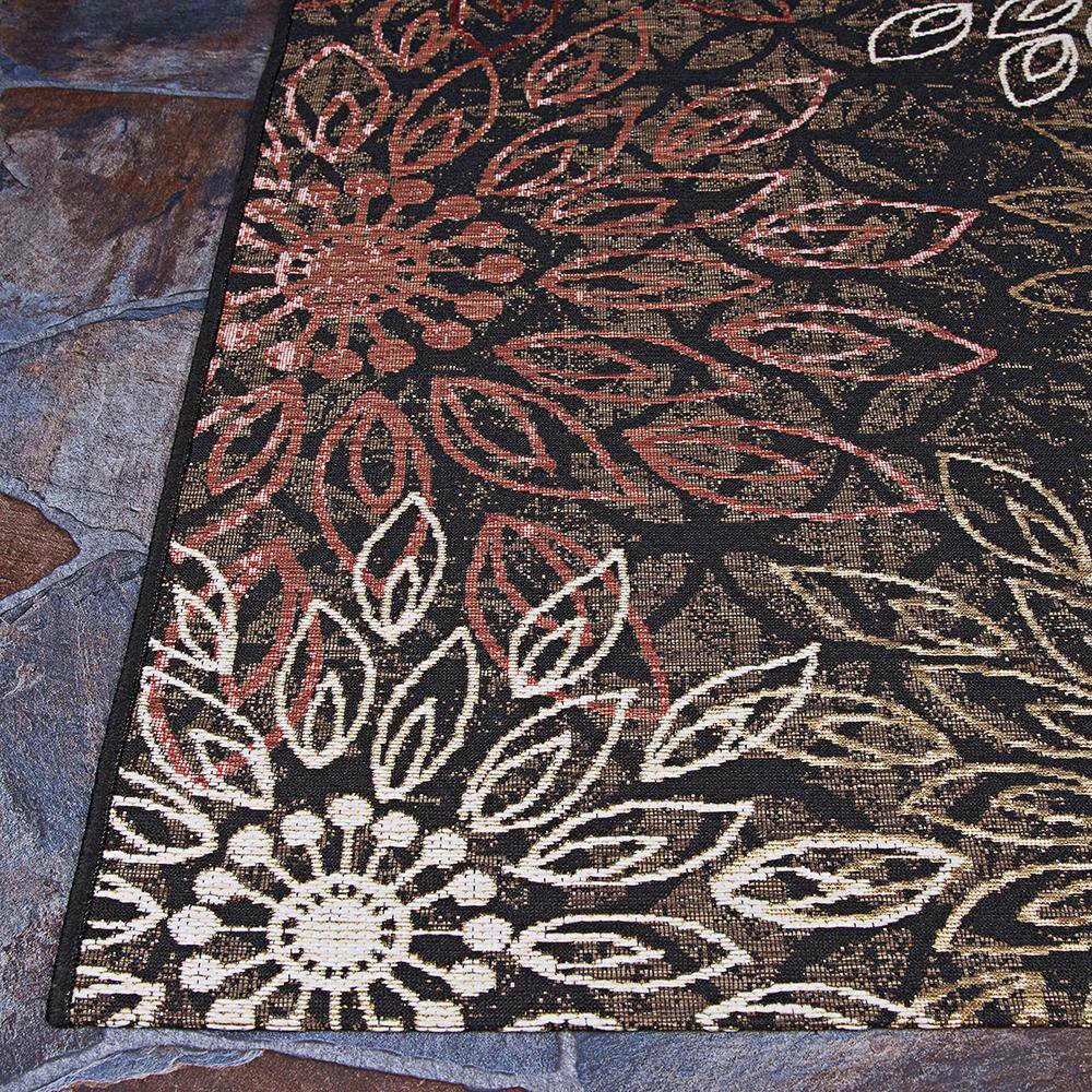Dolce Floral Black and Multicolor Viscose 2x7 Runner Rug