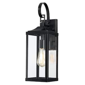 Jefferson 19.3 in. 1-Light Black Outdoor Wall Lantern Sconce