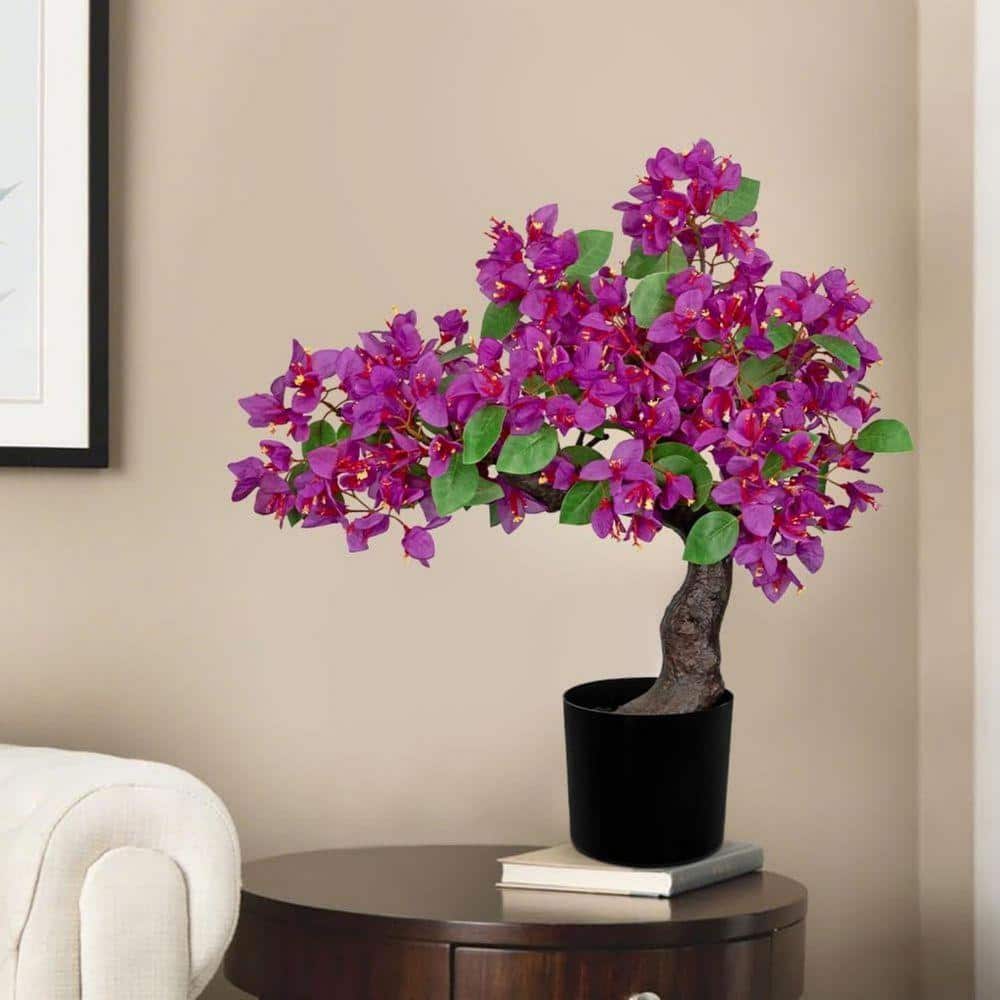 Purple 2 ft. Artificial Bougainvillea Tree in Black Pot HDD4LMY89F