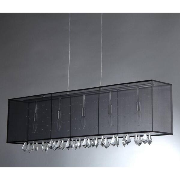 Warehouse of Tiffany Bridge Crystal 5-Light Chrome Chandelier with Black Shade