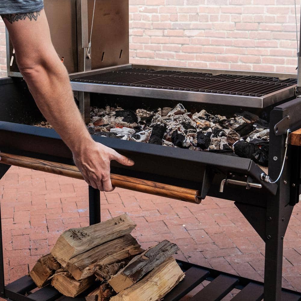 Premium Black Stainless Steel Wood Fire and Charcoal Grill