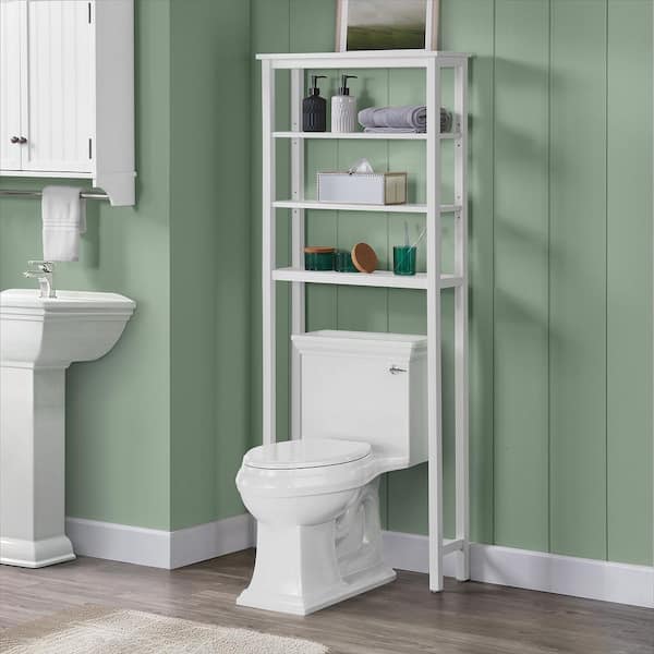 Alaterre Furniture Dover 27 in. W Over Toilet Space Saver with Open Shelving in White