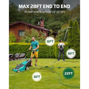 28 ft. 16/3C SJTW Outdoor Extension Cord with 1 to 3 Splitter and 3 Prong Outlets Plugs, Green