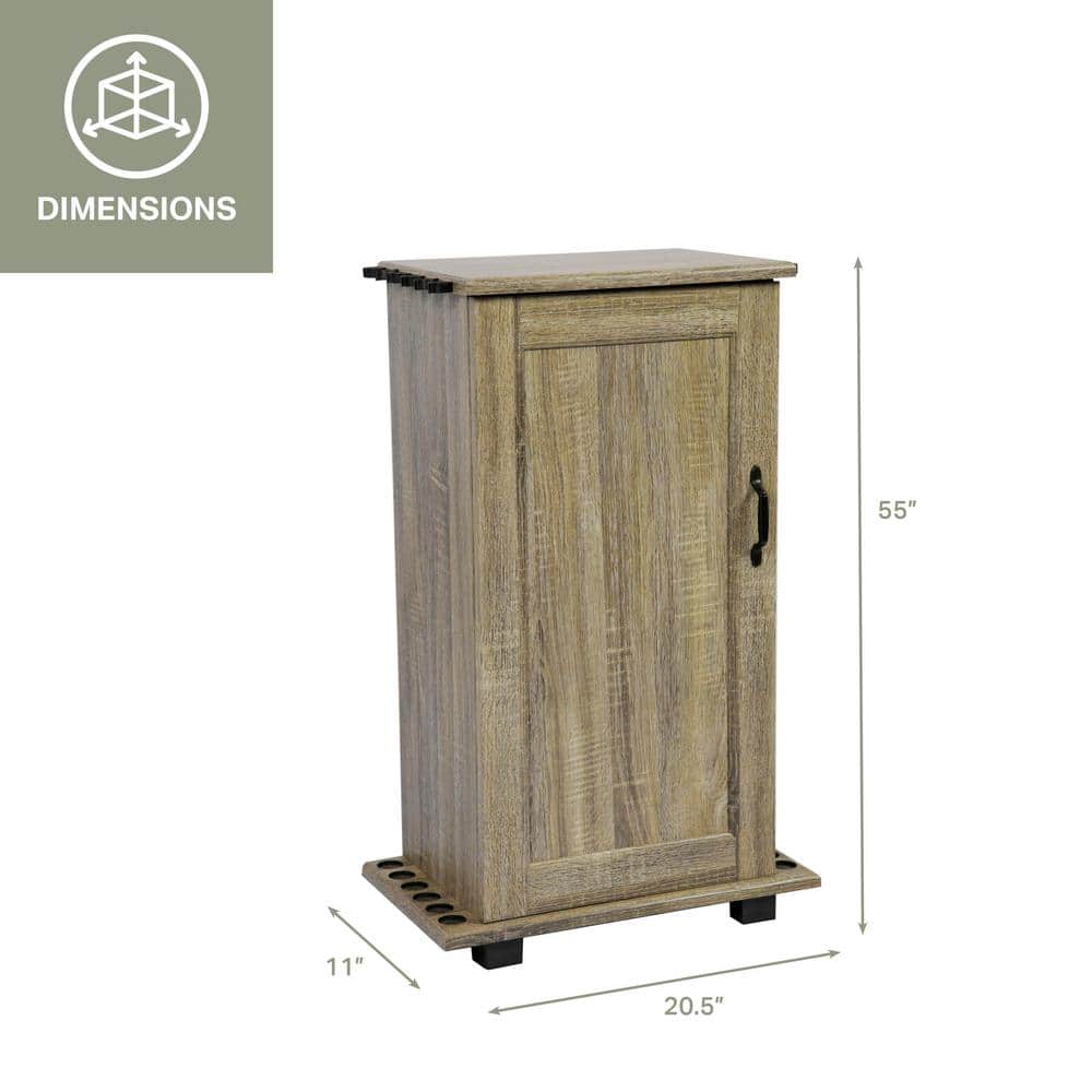 Barnwood Fishing Gear Storage Cabinet with Rod Holder