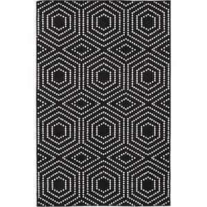 Tecopa Kaharie Black 9 ft. 10 in. x 12 ft. 10 in. Geometric Polypropylene Indoor/Outdoor Area Rug