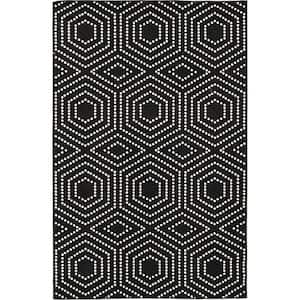 Tecopa Kaharie Black 5 ft. x 7 ft. 3 in. Geometric Polypropylene Indoor/Outdoor Area Rug