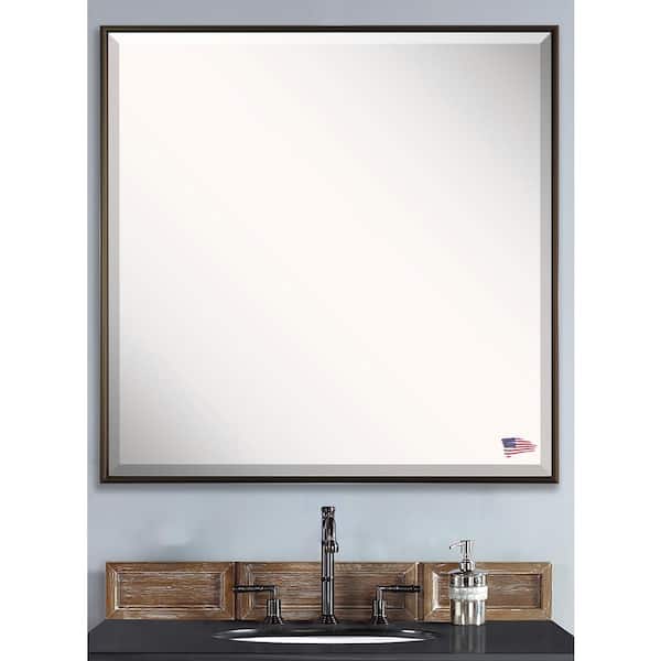 Unbranded 30 in. W x 30 in. H Framed Square Beveled Edge Bathroom Vanity Mirror in Bronze
