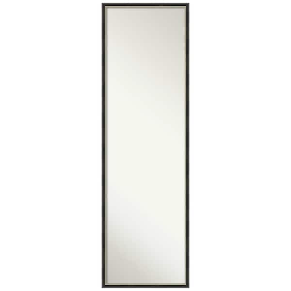 Amanti Art Theo Black Silver Narrow 15.25 in. x 49.25 in. Non-Beveled Modern Rectangle Wood Framed Full Length on the Door Mirror