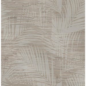 56.4 sq. ft. Motmot Taupe Palm Wallpaper