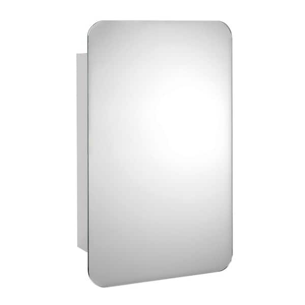 Croydex 16 in. W x 26 in. H x 5-1/4 in. D Frameless Surface-Mount Slide Door Medicine Cabinet with Easy Hang System in White