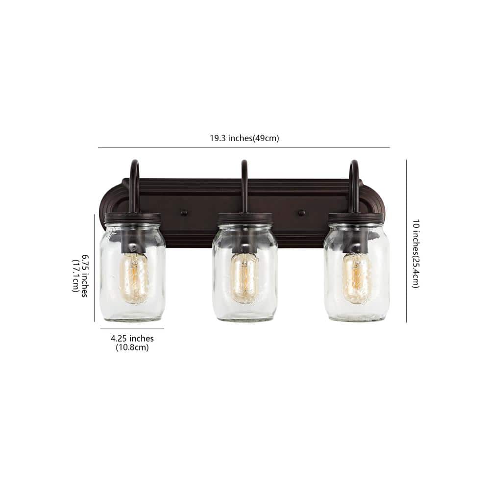 Gaines Industrial Rustic 19.3" Bronze LED Jelly Jar Vanity Light