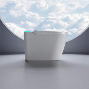 Victoria Smart One-Piece 1.27 GPF Single Flush Round Automatic Flush with Foot Sensor Toilet in White, Seat Included