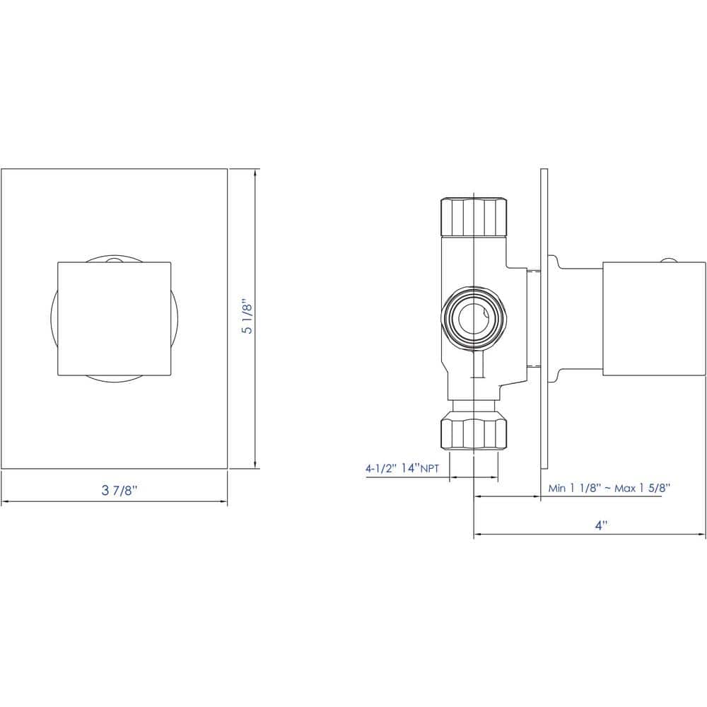 Polished Chrome Square Wall-Mounted Shower Diverter