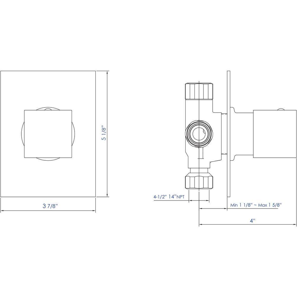 Polished Chrome Square Wall-Mounted Shower Diverter
