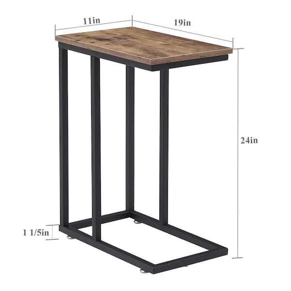 11 in.W Gray C Shaped End Side Couch Table, Snack Style for Living Room, Sofa, TV Tray (Set of 2)