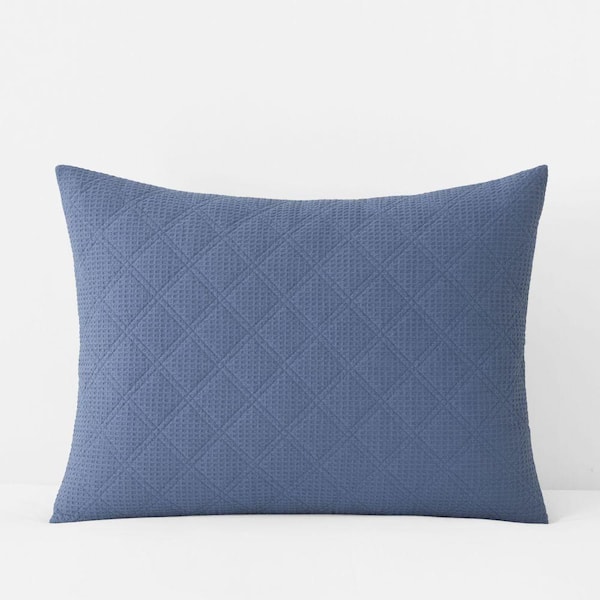 Company Cotton Waffle Denim Blue Standard Quilt Sham