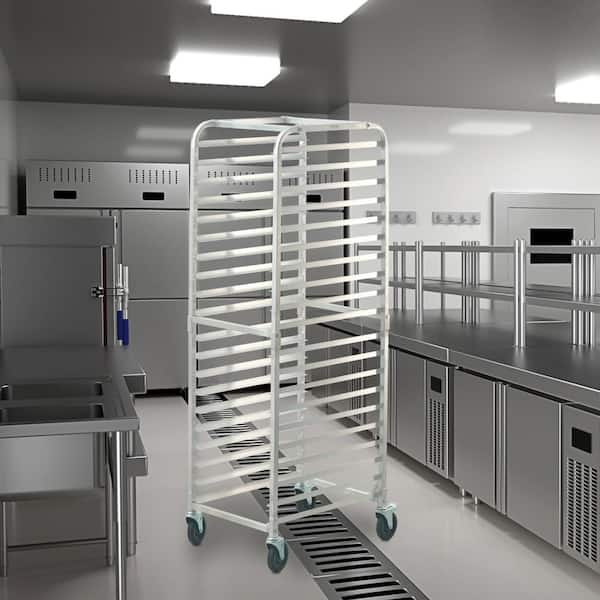 Bun Pan Rack 20-Tier Commercial Bakery Racks with Brake Wheels26 in. L x 20.4 in. W x 70 in. H Bread Baking Equipment