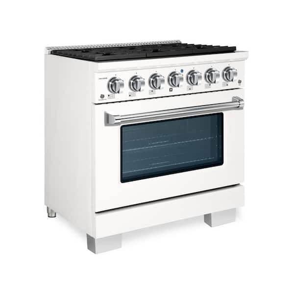 BOLD 36" 5.2 Cu. Ft. 6 Burner Freestanding All Gas Range with Gas Stove and Gas Oven in White