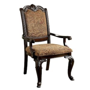 Bellagio Brown Cherry Fabric, Solid Wood Decorative fabric Arm Chair (Set of 2)