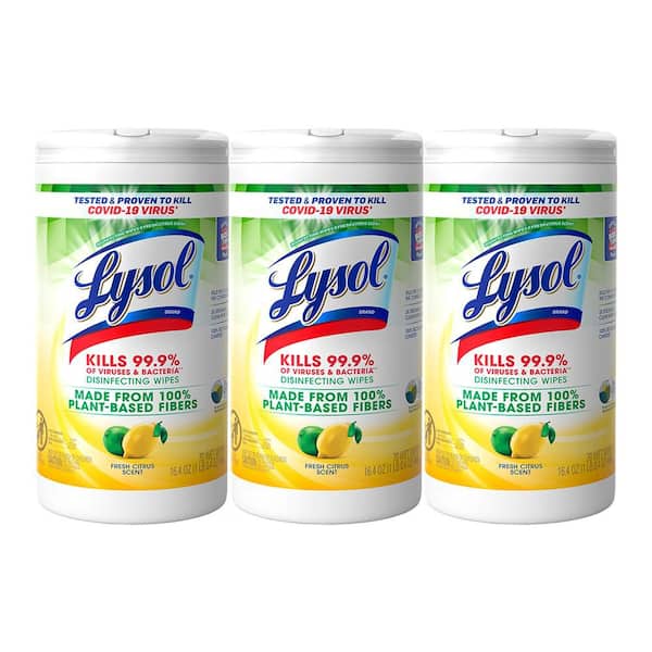 Lysol 70-Count Fresh Citrus Plant Based Biodegradable Disinfecting ...