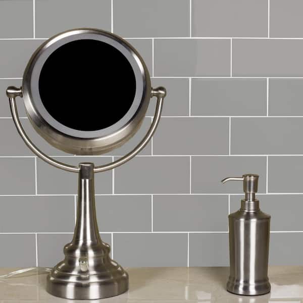 Modern Design Glossy Pebble Gray Subway 3 in. x 6 in. Glass Wall Tile Sample