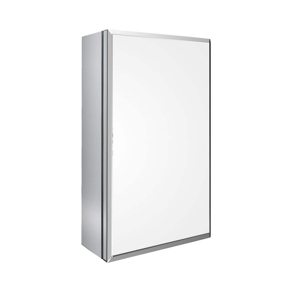 20 in. W x 26 in. H Large Frameless Rectangular Silver Aluminum Surface Mount Medicine Cabinet with Mirror