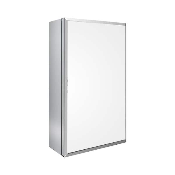 Unbranded 20 in. W x 26 in. H Large Frameless Rectangular Silver Aluminum Surface Mount Medicine Cabinet with Mirror