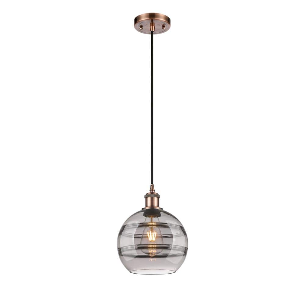 Rochester 100-Watt 1-Light Antique Copper Standard Mini Pendant Light with Painted Glass Shade, No Bulbs Included price history on PriceWatchPro