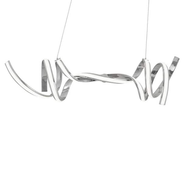 Finesse Decor Munich 2 Lights Dimmable Integrated LED Chrome Novelty Horizontal Chandelier with Smart Dimmer Included