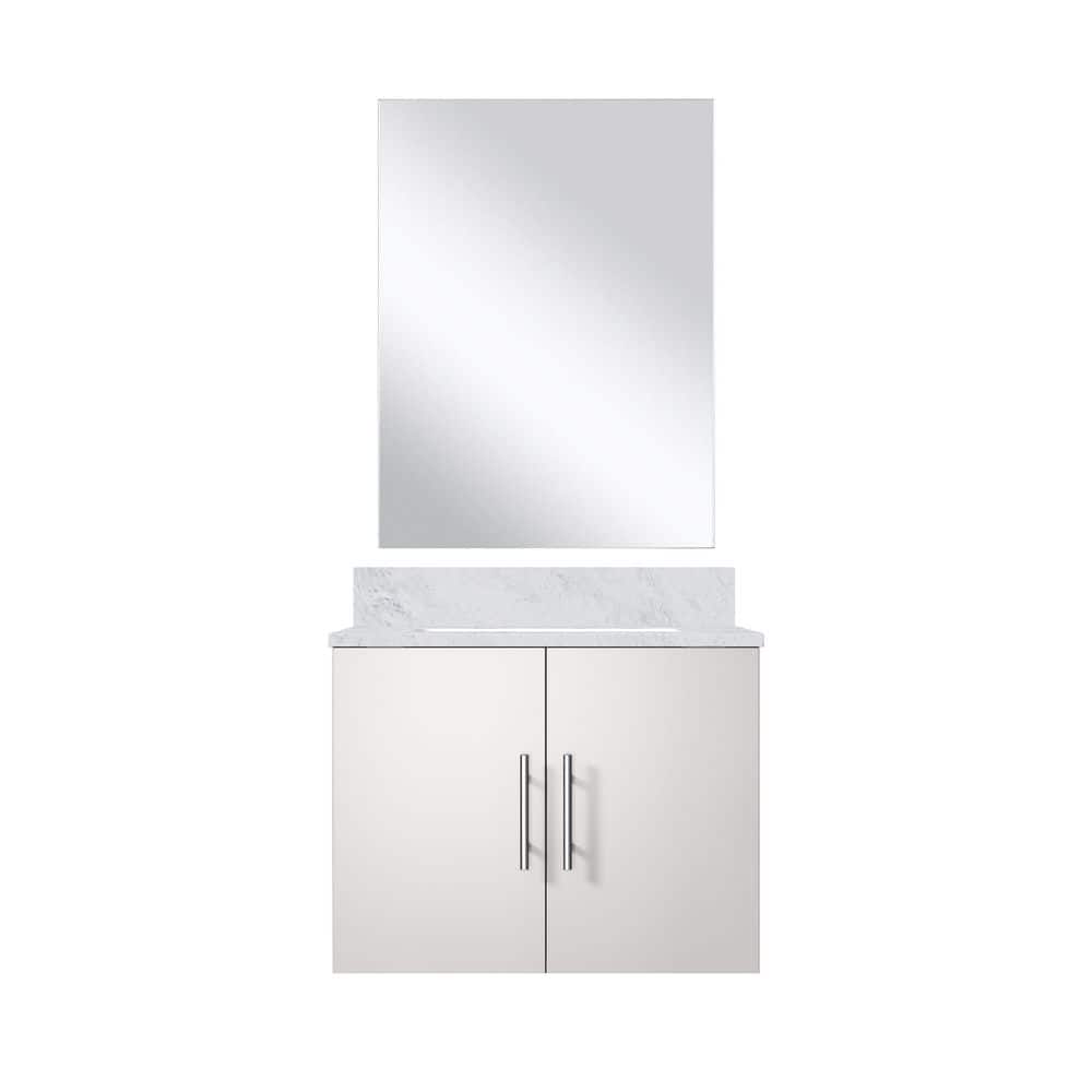 Geneva 24 in W x 22 in D Glossy White Bath Vanity with Carrara Marble Top and LED Mirror price history on PriceWatchPro