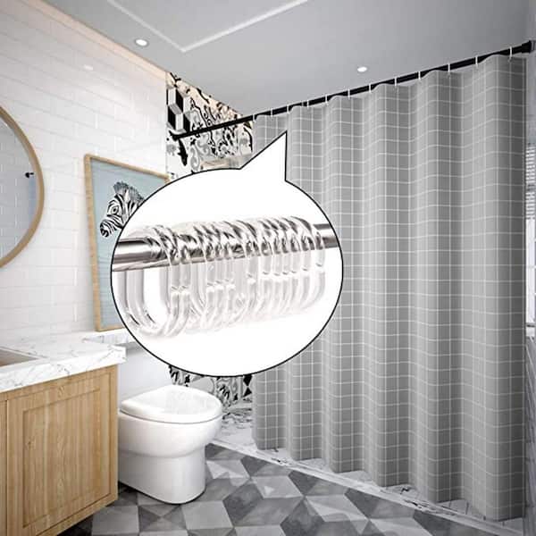 12PCS Plastic C Type Shower Curtain Hook Hanger Bath Drape Loop Clip Glide  Convenient Replacement Bathroom Accessories