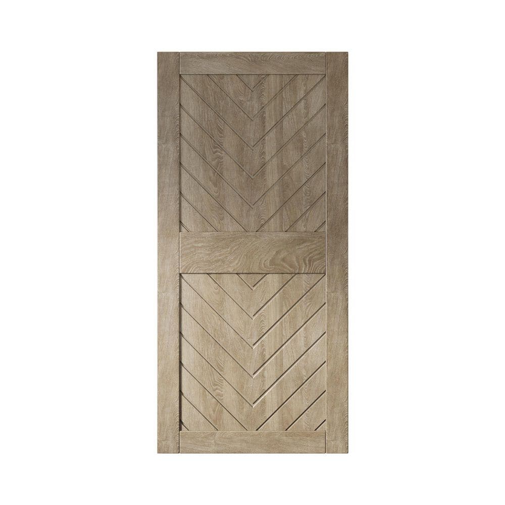 JT3 40 in. x 84 in. C-Panel Solid Core Classic Gray Fishbone Design Pine Wood Interior Sliding Barn Door Slab price history on PriceWatchPro