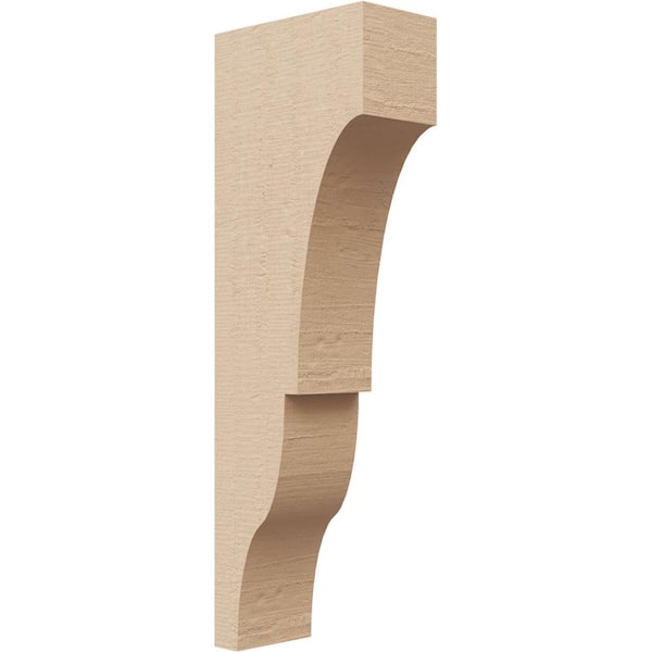 Ekena Millwork 2 in. x 12 in. x 4 in. Series 2 Thin Asheboro Rough Cedar Woodgrain Timberthane Polyurethane Corbel, Primed Tan