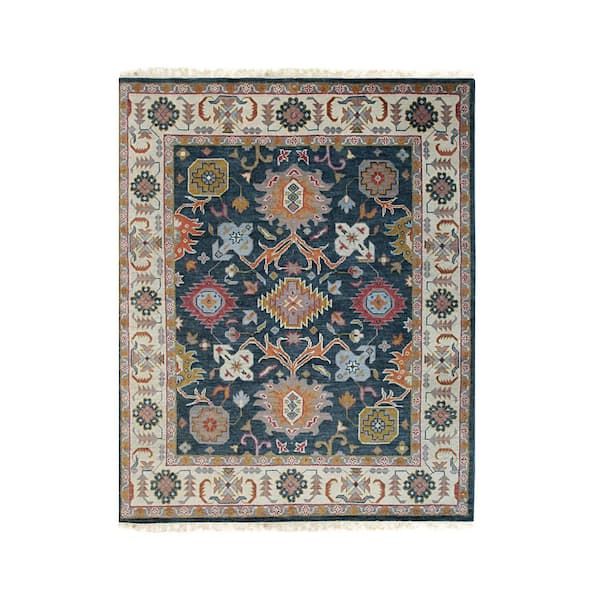 EORC Charcoal 9 ft. x 12 ft. Hand Knotted Wool Traditional Colorful Oushak Classic Rug Area Rug