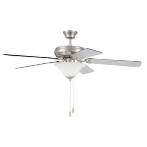 Decorator's Choice 52 in. Indoor Tri-Mount 3-Speed Motor Brushed Polished Nickel Finish Ceiling Fan with Bowl Light Kit