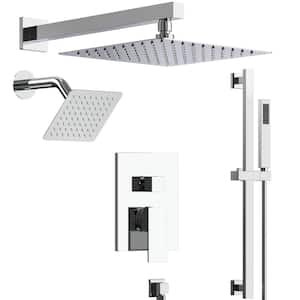 Single Handle 3-Spray Patterns 10 and 6 in. Dual Shower Faucet 2.5 GPM with Adjustable Heads and Handheld in Chorme