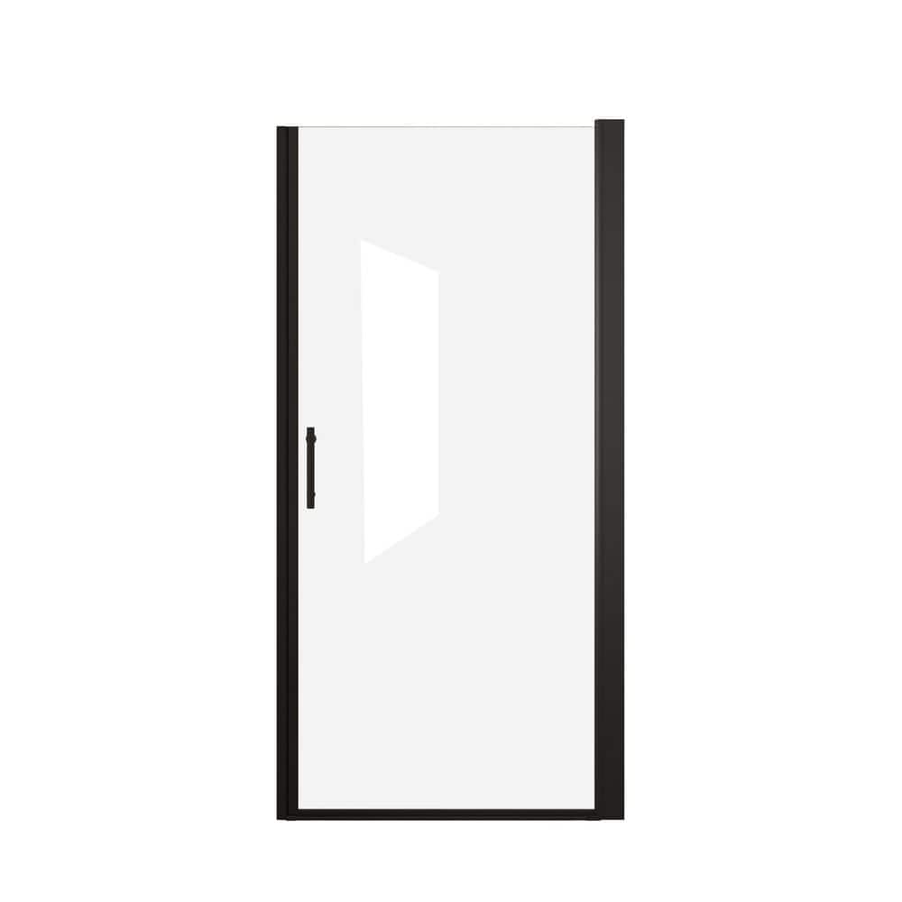 36-37 in. W x 72 in. H Pivot Half Frameless Shower Door in Matte Black with Clear Glass with Explosion Proof Film price history on PriceWatchPro